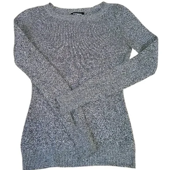 EXPRESS Black/Gray Slim Fit Crew Neck Sweater - Like New - Picture 5 of 10
